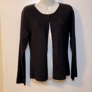 Black Ribbed Button Down Sweater